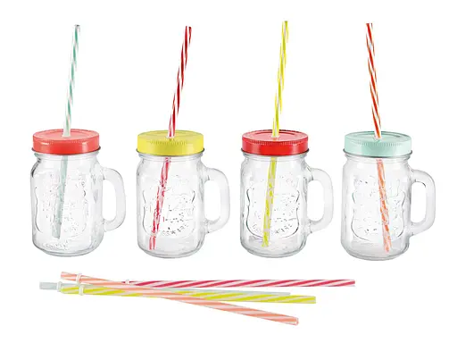 Набір склянок із трубочкою Ernesto 4 шт. 450 мл Ernesto прозорий-різнобарвний - фото 2