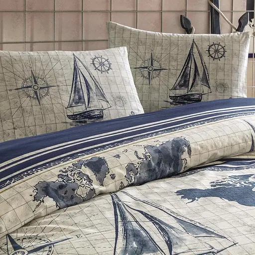 Постільна білизна Muna Blue Ранфорс / простирадло на резинці Tac pbe0051603 - фото 2