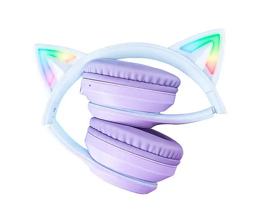 Навушники Onikuma Bluetooth з підсвіткою B90 Gaming CAT with LED фіолетові - фото 5