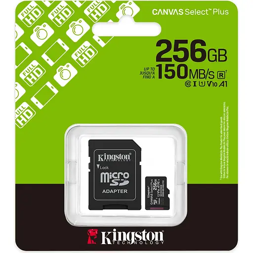 Карта памяти Kingston microSDXC Canvas Select Plus 256GB Class 10 UHS-1 А1 + SD адаптер SDCS3/256GB [144833] - фото 3