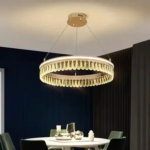 Люстра светодиодная потолочная Хрустальный круг PJ915 (Золотистый) 80см