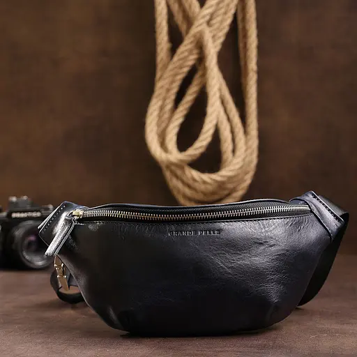 Стильная мужская сумка-бананка на пояс из кожи GRANDE PELLE 26х11х7 см sum0022331 - фото 17