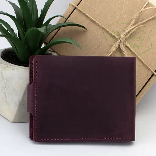 Портмоне мужское кожаное  на кнопке Handycover HC0028 бордовое - фото 3