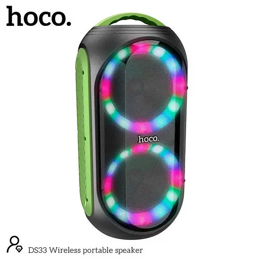 Портативная Вluetooth колонка Hoco DS33 Акустика-караоке с микрофоном и пультом 30Вт 4500 мАч Черный/Зеленый - фото 3