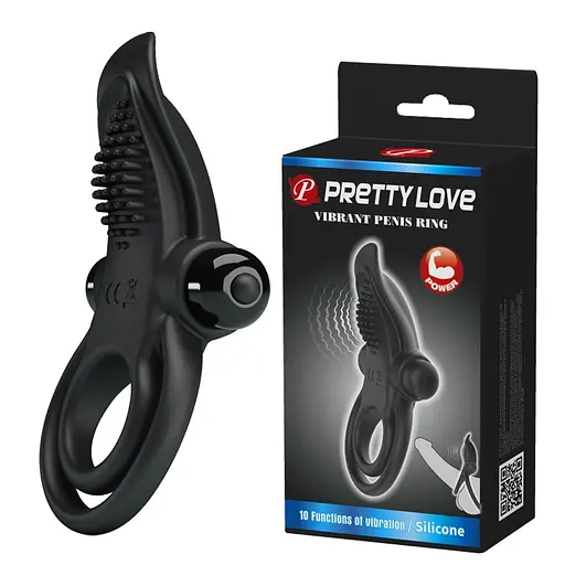 Эрекционное кольцо на пенис с вибрацией Pretty Love Vibro Penis Ring 11.3 см черный - фото 7