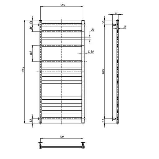 Водяной полотенцесушитель Navin Авангард 500x1200, черный муар 12-028053-3680, Черный матовый - фото 4