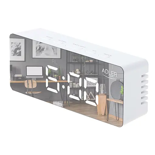 Будильник со светодиодным зеркальным дисплеем на USB Adler AD 1189 - фото 2