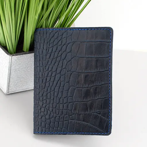 Обложка на паспорт, загранпаспорт кожаная Handycover 0054 синяя рептилия - фото 1