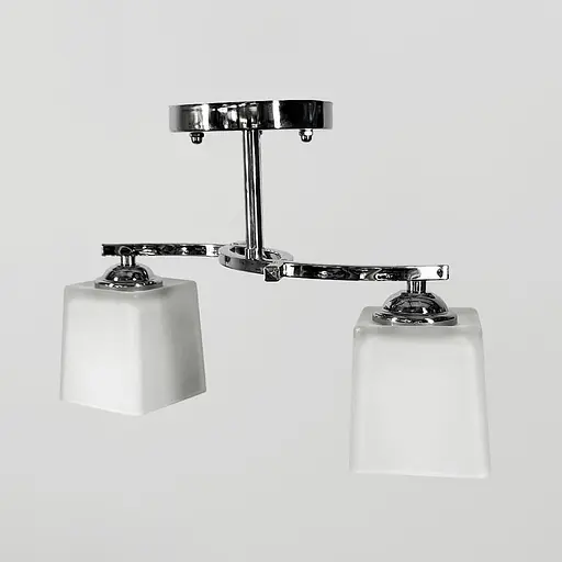 Стельовий хромований світильник на 2 білих плафони 35х9 см | Арт. 91173/2B CH | Line F - фото 4