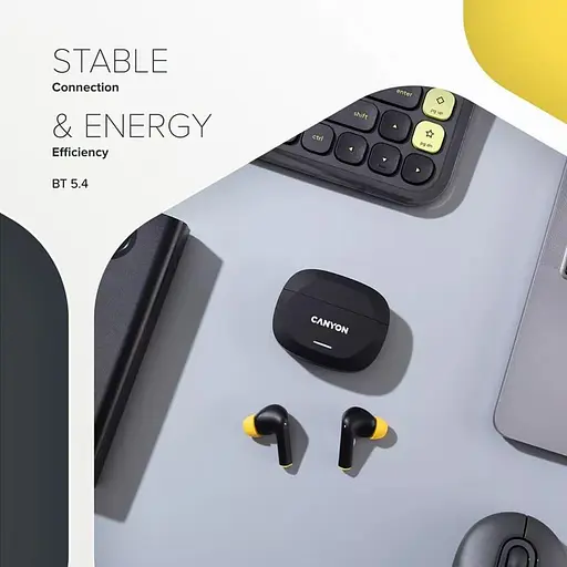 Навушники Canyon TWS HEXAGON 7 TWS ANC+ENC Wireless Charge Black Yellow (CNS-TWS7BY) - фото 8