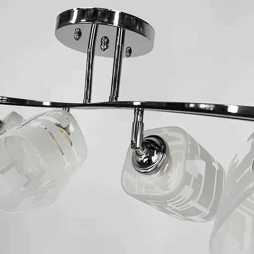 Срібний світильник із декором дерева на 4 плафони у корпусі 60 см | Арт. 6032/4 CH | Line F - фото 2