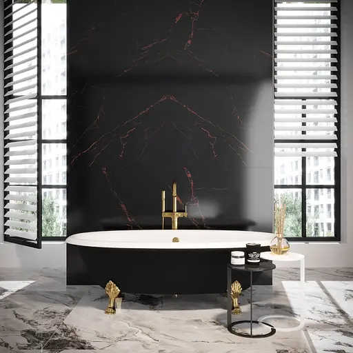 Ванна окремостояча матова Amdcon Olmpa 180x90 чорна з литого каменю золоті ніжки OLMPA_180_nzhk-g_BLACK_MAT Чорний матовий - фото 3