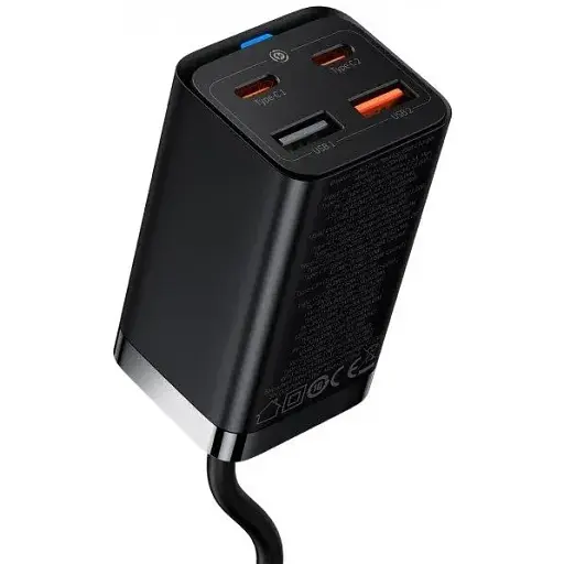 Блок быстрой зарядки 4 порта Baseus GaN3 Pro 65 W (2 Type-C + 2 USB) - фото 1