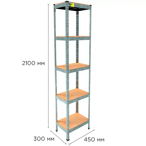 Металевий стелаж Emby Light Series (розмір 2100х450x300мм) 5 полиць ДСП до 100кг Оцинкований - фото 2