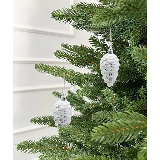 Прикраса-підвіска Chomik Шишки пластикова 9 см срібні 2 шт. (BAI5386) - фото 3