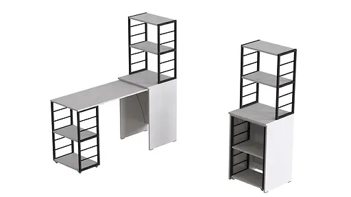 Стіл-тумба трансформер Смарт 3/1 з етажеркою Ferrum-decor 1430x1450x500 Чорний метал ДСП Біле 16 мм (FRD-105109) - фото 8