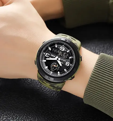 Чоловічий спортивний годинник Skmei 1655 (Камуфляж з чорним табло) - фото 5
