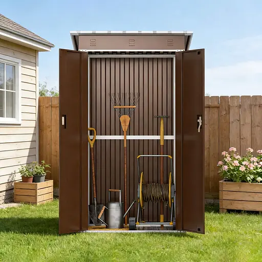 Хозблок-сарай металлический SS-03 с односкатной крышей 185х120х90 см Коричневый - фото 4