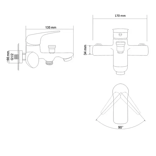 Змішувач для ванни RJ Flora хром RBZ072-3 Хром - фото 2