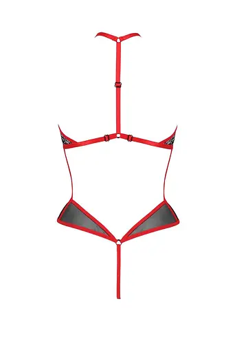 Сетчатое боди с кружевом на груди Passion Satara Body L/XL red - фото 4