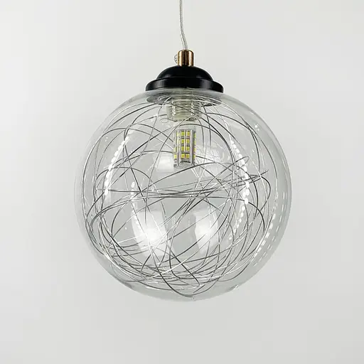 Підвіс Transparent Bubbles з плафоном з металевою хромованою ниткою Line.F 371/1 - фото 4