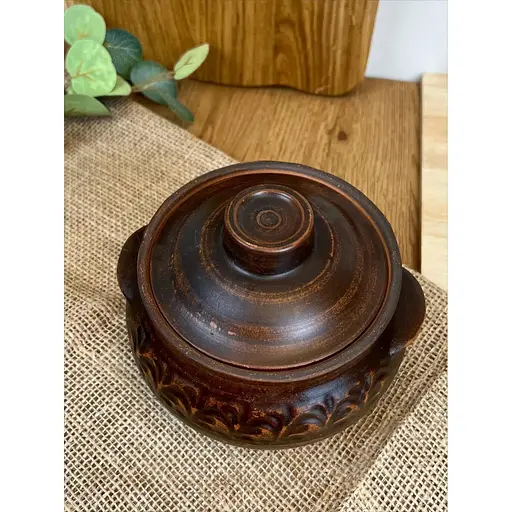 Горщик під печеню керамічний (глиняний) різьблений Декор 600 мл - фото 3