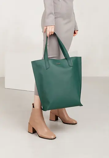 Шкіряна жіноча сумка шоппер D.D. зелена - фото 8