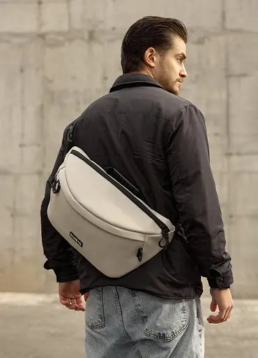 Мужская сумка-бананка под ноутбук Sambag Urban Laptop тепло-серая 46×26 см (51411030m) - фото 2