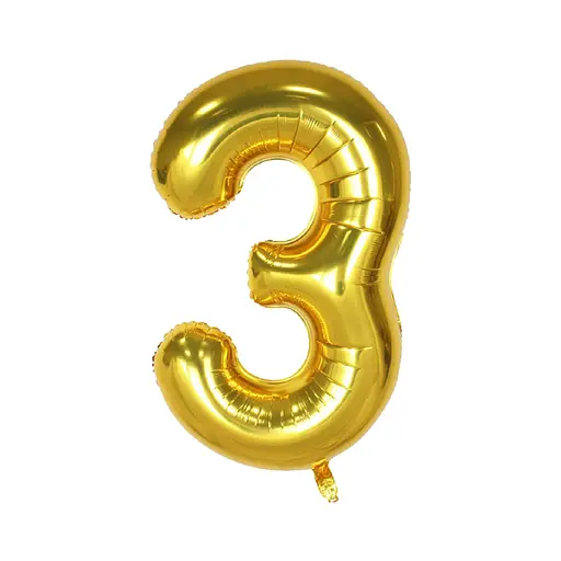 Шар воздушный фольгированный (102 см) Цифра 3 золото