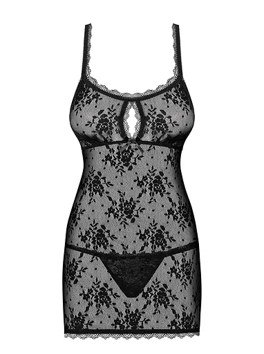 Пеньюар та трусики-стрінги Obsessive Behindy L/XL чорний - фото 6