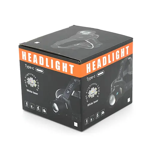 Налобный фонарик SY8503, Zoom, White+Red+Blue+White Hot, 4 режима, корпус металл, водостойкий, питание от 2*18650, Type-C кабель, BOX - фото 2