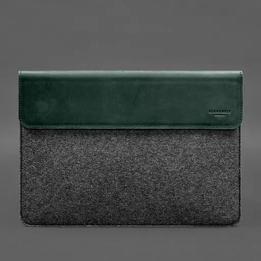 Чохол-конверт BlankNote із клапаном шкіра+фетр для MacBook 13" Зелений Crazy Horse - фото 5