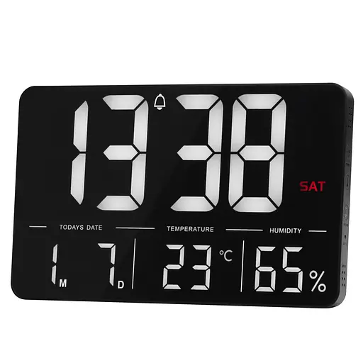 Часы электронные настенные и настольные LOSSO GRAND WC-600 Будильник с пультом Black (18968) - фото 1