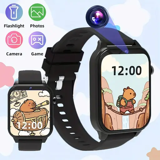 Детские умные часы с камерой, играми, мониторингом сна, шагомером, будильником, фонариком и др. Черные - фото 3