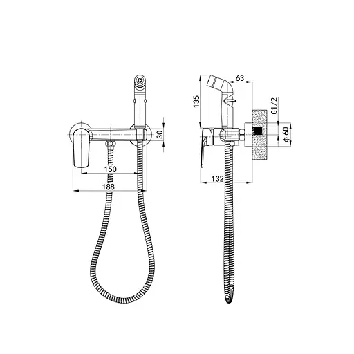 Змішувач для гігієнічного душу зовнішнього монтажу Mixxus Premium Matis 024 MI8264, Хром - фото 2