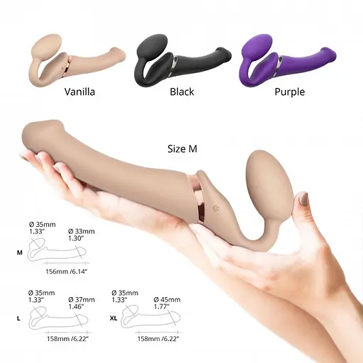 Страпон с вибрацией Strap-On-Me Vibrating Flesh L 19 см телесный - фото 5