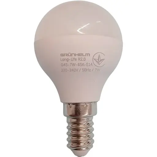 Лампочка Grunhelm LED G45-7W-65K-E14 (149239)
