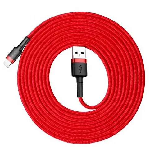 Кабель USB Baseus Cafule Lightning Cable 3 м 2A Красный (CALKLF-R09) - фото 1