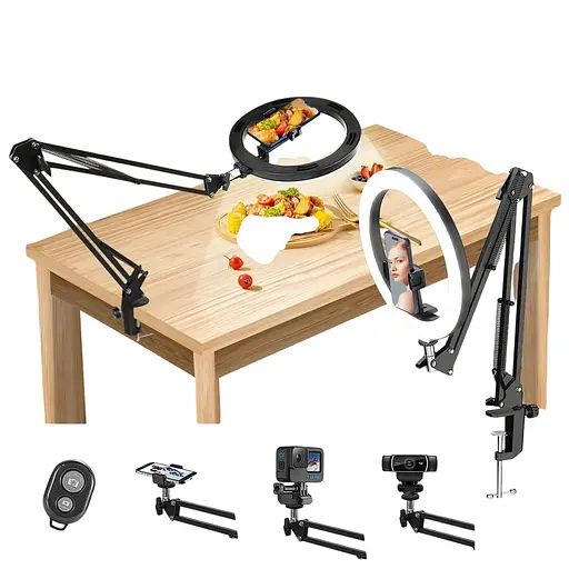 YAyusi Настольный кольцевой светильник со штативом, поворот на 360° гибкий настольный штатив для мобильного телефона