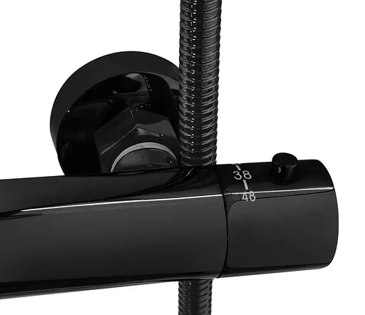 Душова система Rea Lungo black glossy з термостатом та виливом REA-P8763, Чорний матовий - фото 3