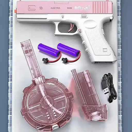 Водяний акумуляторний пістолет Glock Water Gun (250ml) with lithium battery Pink - фото 7