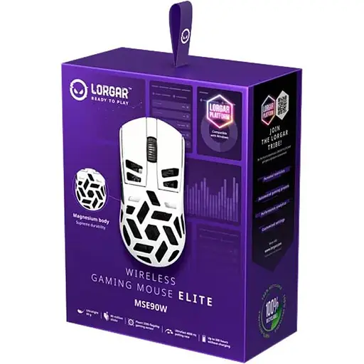 Мышь Lorgar MSE90W Magnesium Alloy Wireless Gaming Mouse Elite White (LRG-MSE90W-WH) - фото 10