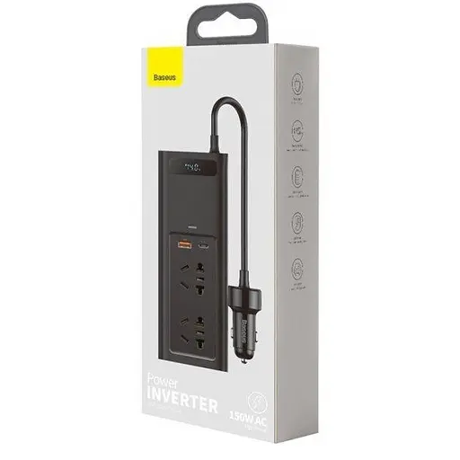 Инвертор автомобильная розетка на 220в Baseus in-car 150w - фото 4