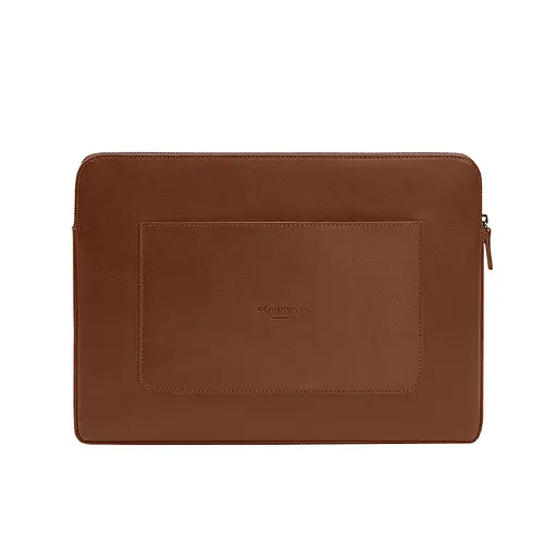 Кожаный чехол BlankNote для ноутбука на молнии с хлястиком и карманом Светло-коричневый - фото 8