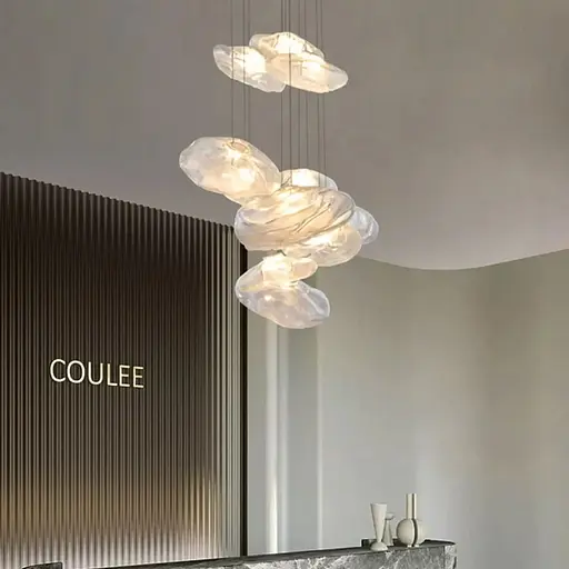 Скляний прозорий підвіс з легкими вигинами у латунному корпусі Ø 30 см | Line F | Арт. MJ82-300 AB+CL - фото 6