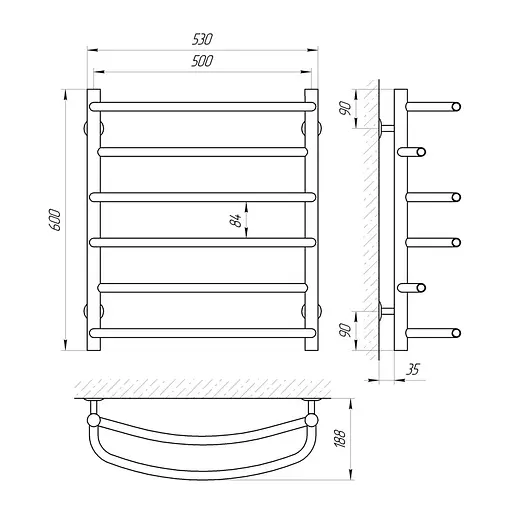Водяна рушникосушка Laris Євромікс П6 500x600 71207523, Хром - фото 2