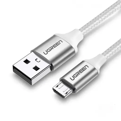 Кабель Ugreen US290 USB 2.0 - micro-USB Aluminum Braid 2 м білий (60153)