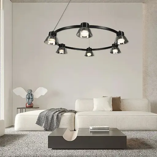 Кільцева люстра HILDFRID на 6 плафонів Line.F MJ 179-600 BK - фото 1