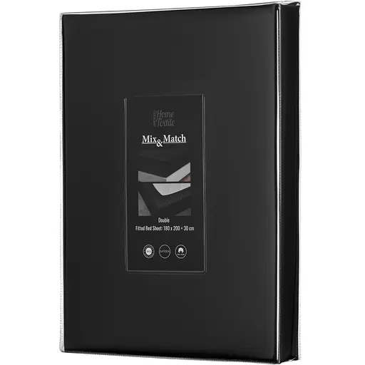 Простирадло на резинці Ardesto Mix&Match Premium, 180x200+30см, 100% бавовна, сатин, чорний (ART1820FSL) - фото 1