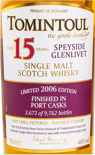 Віскі Tomintoul Port Cask Finish 15 yo Single Malt Scotch Whisky 2006 46% 0.7 л в коробці - фото 4